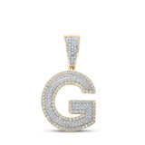 Image of 10kt Two-tone Gold Mens Round Diamond Initial G Letter Charm Pendant 7/8 Cttw