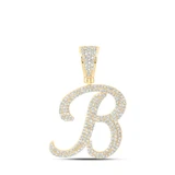 Image of 10kt Yellow Gold Mens Round Diamond B Initial Letter Pendant 1 Cttw