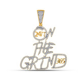 Image of 10kt Yellow Gold Mens Round Diamond On The Grind Phrase Charm Pendant 3/4 Cttw