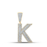 Image of 10kt Two-tone Gold Mens Round Diamond Initial K Letter Charm Pendant 7/8 Cttw