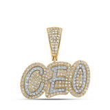 Image of 10kt Yellow Gold Mens Round Diamond CEO Charm Pendant 5/8 Cttw