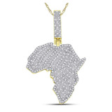 Image of 10kt Yellow Gold Mens Round Diamond Africa Charm Pendant 5/8 Cttw