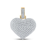 Image of 10kt Yellow Gold Mens Round Diamond Heart Charm Pendant 3/4 Cttw