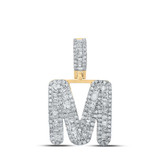 Image of 10kt Yellow Gold Mens Baguette Diamond M Initial Letter Pendant 3/4 Cttw