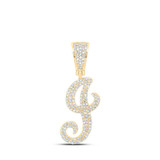 Image of 10kt Yellow Gold Mens Round Diamond J Initial Letter Pendant 3/4 Cttw