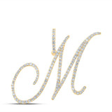 Image of 10kt Yellow Gold Womens Round Diamond M Initial Letter Pendant 7/8 Cttw