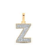 Image of 10kt Yellow Gold Mens Baguette Diamond Z Initial Letter Charm Pendant 1/2 Cttw