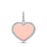 Image of 10kt Rose Gold Mens Round Diamond Heart Memory Charm Pendant 1/10 Cttw