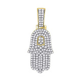 Image of 10kt Yellow Gold Mens Round Diamond Hamsa Charm Pendant 1/2 Cttw