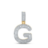 Image of 10kt Yellow Gold Mens Baguette Diamond G Initial Letter Pendant 1/2 Cttw
