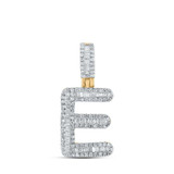 Image of 10kt Yellow Gold Mens Baguette Diamond E Initial Letter Pendant 1/2 Cttw