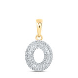 Image of 10kt Yellow Gold Womens Baguette Diamond O Initial Letter Pendant 1/3 Cttw