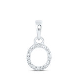 Image of 10kt White Gold Womens Round Diamond O Initial Letter Pendant 1/20 Cttw