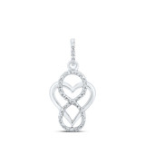Image of Sterling Silver Womens Round Diamond Heart Pendant 1/12 Cttw