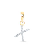 Image of 10kt Yellow Gold Womens Round Diamond X Initial Letter Pendant .03 Cttw