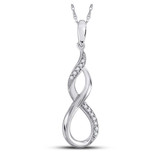 Image of Sterling Silver Womens Round Diamond Vertical Infinity Pendant 1/20 Cttw