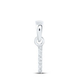 Image of 10kt White Gold Womens Round Diamond I Initial Letter Pendant .02 Cttw
