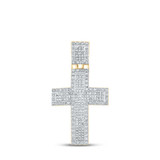 Image of 10kt Yellow Gold Mens Round Diamond Cross Charm Pendant 1 Cttw BTGND111888