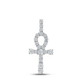 Image of 10kt Yellow Gold Mens Round Diamond Ankh Cross Charm Pendant 1/5 Cttw BTGND117270