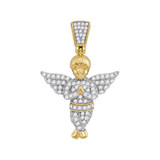 Image of 10kt Yellow Gold Mens Round Diamond Angel Charm Pendant 1/2 Cttw BTGND117986
