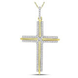 Image of 10kt Yellow Gold Mens Round Diamond Cross Charm Pendant 1/4 Cttw BTGND118940
