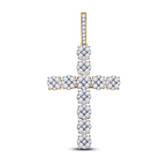 Image of 10kt Yellow Gold Mens Round Diamond Cross Charm Pendant 2 Cttw BTGND150066