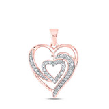 Image of 10kt Rose Gold Womens Round Diamond Heart Pendant 1/6 Cttw BTGND150694