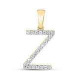 Image of 10kt Yellow Gold Womens Round Diamond Z Initial Letter Pendant 1/5 Cttw BTGND158154