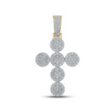 Image of 10kt Yellow Gold Mens Round Diamond Cross Charm Pendant 2 Cttw BTGND158435
