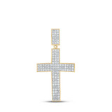 Image of 10kt Yellow Gold Mens Round Diamond Cross Charm Pendant 2 Cttw BTGND158767