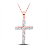 Image of 10kt White Gold Womens Round Diamond Cross Pendant 1/4 Cttw BTGND158967