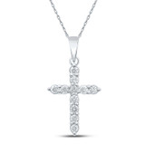 Image of 10kt White Gold Womens Round Diamond Cross Pendant 1/4 Cttw BTGND159222