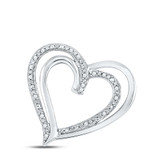 Image of Sterling Silver Womens Round Diamond Heart Pendant 1/20 Cttw BTGND160276