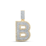 Image of 10kt Two-tone Gold Mens Round Diamond B Initial Letter Pendant 1/2 Cttw BTGND164106