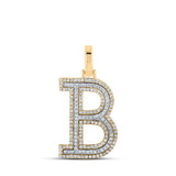 Image of 10kt Two-tone Gold Mens Round Diamond B Initial Letter Pendant 1/2 Cttw BTGND164464