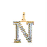 Image of 10kt Two-tone Gold Mens Round Diamond N Initial Letter Pendant 1/2 Cttw BTGND164488
