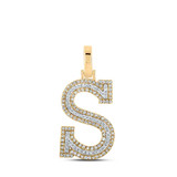 Image of 10kt Two-tone Gold Mens Round Diamond S Initial Letter Pendant 3/8 Cttw BTGND164498