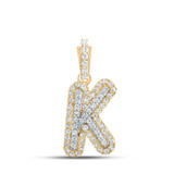 Image of 10kt Yellow Gold Womens Round Diamond K Initial Letter Pendant 1/5 Cttw BTGND165680