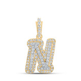 Image of 10kt Yellow Gold Womens Round Diamond N Initial Letter Pendant 1/5 Cttw BTGND165686