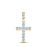 Image of 10kt Yellow Gold Mens Round Diamond Cross Charm Pendant 1 Cttw BTGND166878