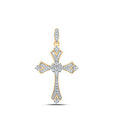 Image of 10kt Yellow Gold Womens Round Diamond Cross Pendant 1/5 Cttw BTGND166885