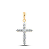 Image of 10kt Yellow Gold Womens Round Diamond Cross Pendant 1/5 Cttw BTGND166888
