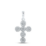 Image of 10kt White Gold Womens Round Diamond Cross Pendant 1/4 Cttw BTGND166922