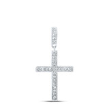 Image of 10kt White Gold Womens Round Diamond Cross Pendant 1/5 Cttw BTGND166928