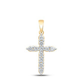 Image of 10kt Yellow Gold Womens Round Diamond Cross Pendant 1/2 Cttw BTGND167100