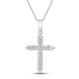 Image of 10kt White Gold Womens Round Diamond Cross Pendant 1/2 Cttw BTGND167101