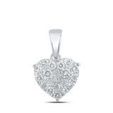 Image of 10kt White Gold Womens Round Diamond Heart Pendant 1/2 Cttw BTGND167529