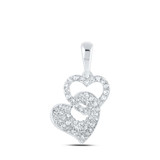 Image of 10kt White Gold Womens Round Diamond Heart Pendant 3/8 Cttw BTGND167726