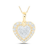Image of 10kt Yellow Gold Womens Round Diamond Heart Pendant 1/4 Cttw BTGND168061
