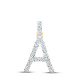 Image of 10kt Yellow Gold Womens Round Diamond A Initial Letter Pendant 1/10 Cttw BTGND168643